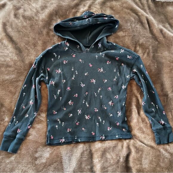 Carter's Other - Carter's Girls Dark Blue Waffle Knit Floral Cotton Hoodie Size 7